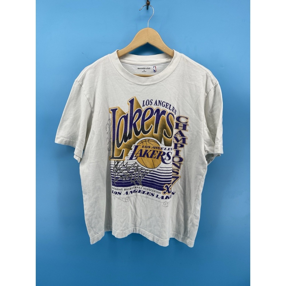 Abercrombie & Fitch Lakers‎ NBA Champions T-Shirt Men's Small White Cotton